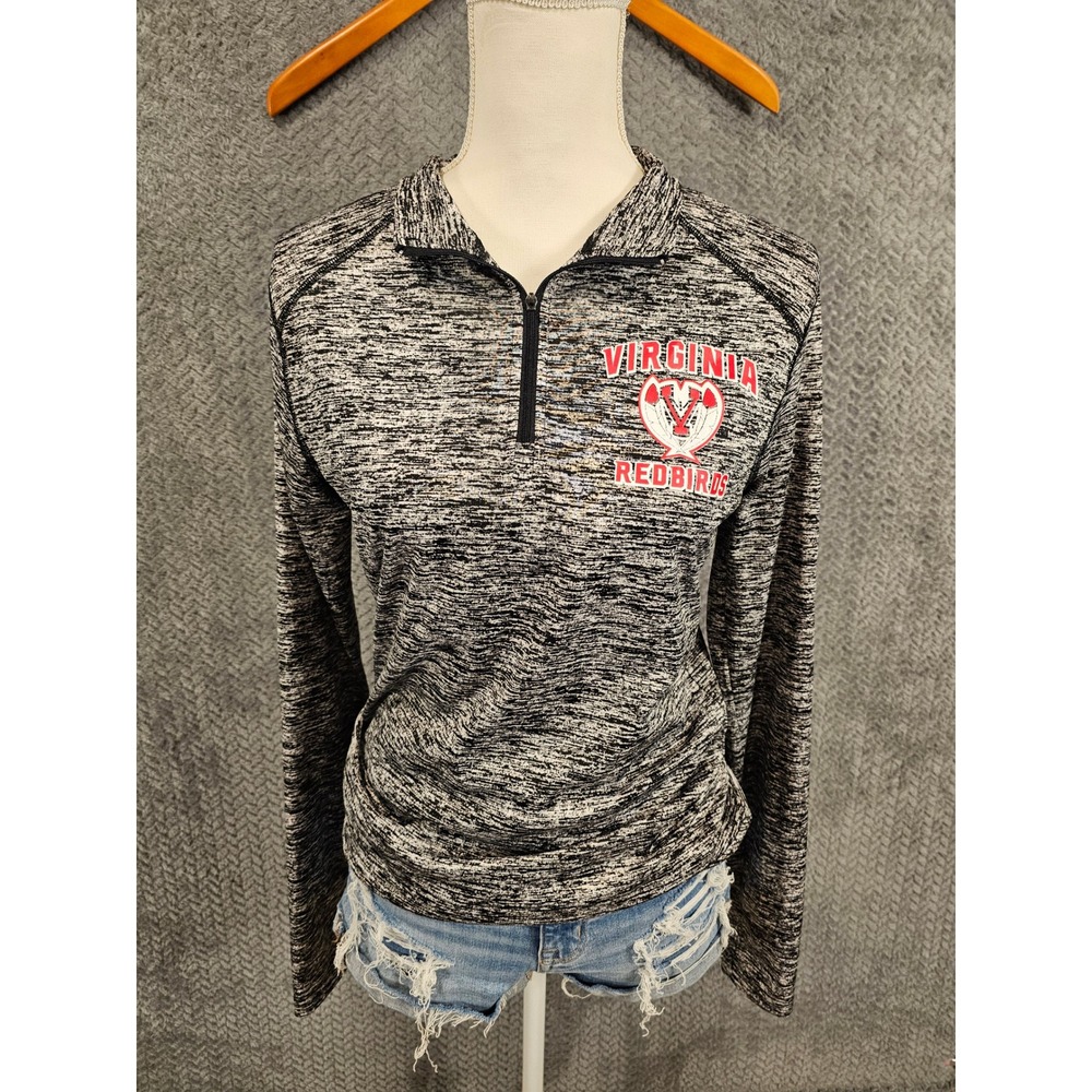 Virginia Redbirds Quarter Zip Pullover‎ Black White Marl Womens M Badger Sport